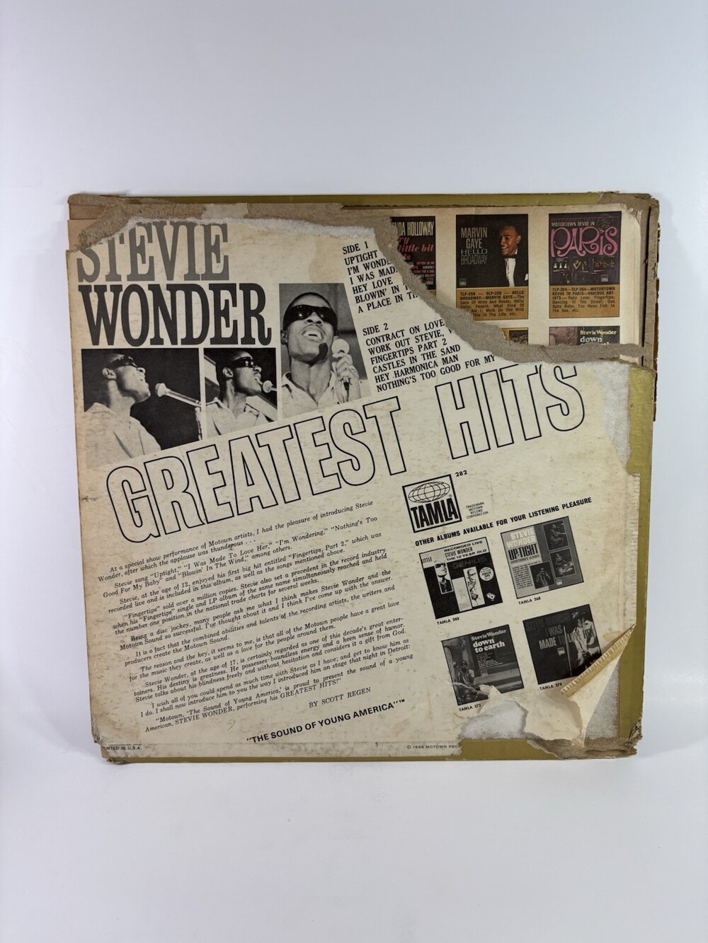 Stevie Wonder - Greatest Hits - 1968 Tamla TS-282 LP Vinyl Record - EX - Picture 2 of 6